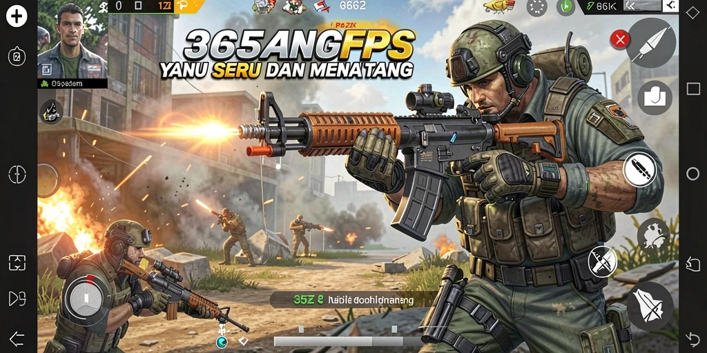 Screenshot gameplay 365ZK yang menunjukkan aksi tembak-menembak menegangkan.
