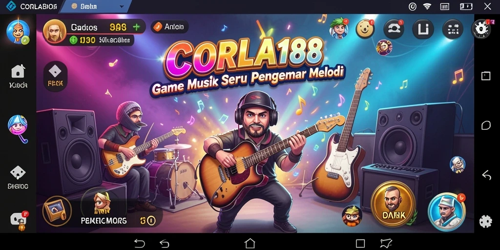 Screenshot CORLA188 menampilkan gameplay seru dengan latar musik yang menggembirakan.