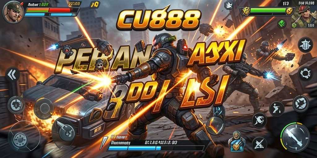 Screenshot menunjukkan aksi bertempur yang mendebarkan di CU888.