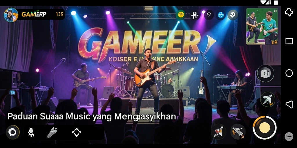 Tampilan gameplay GAMERP yang penuh warna dan dinamis saat memainkan musik.