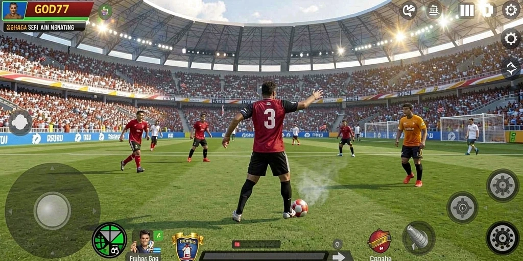Tampilan gameplay menarik dari GOD77 yang menampilkan aksi olahraga seru.
