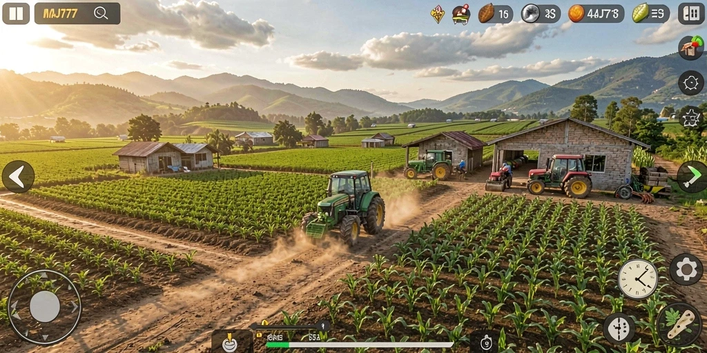 Tampilan gameplay <strong>MAJ777</strong> yang menakjubkan dengan elemen pertanian yang menarik.