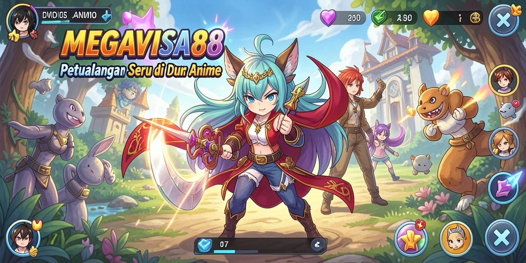 Tampilan penuh aksi dari gameplay MEGAVISA88 dengan karakter Anime.