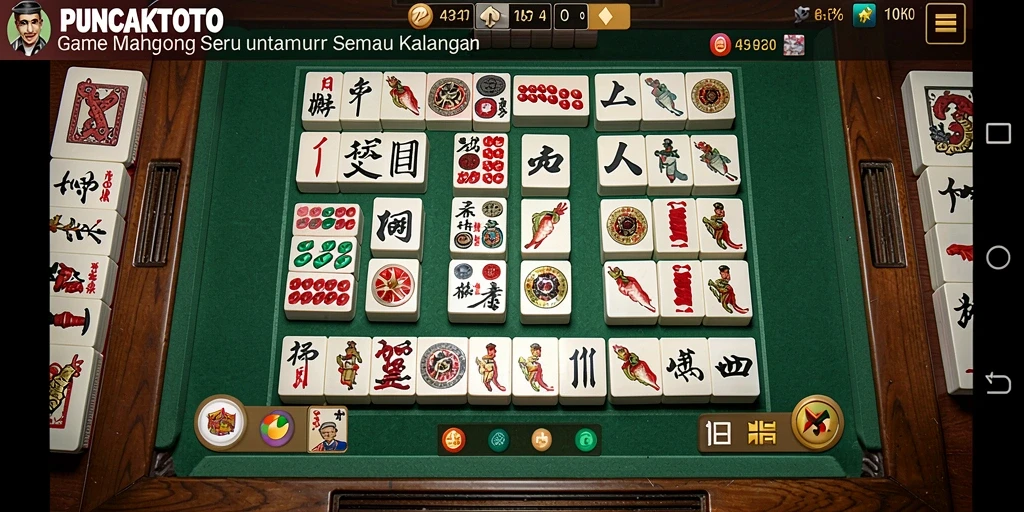 Tampilan gameplay PUNCAKTOTO yang menarik dengan ubin Mahjong.