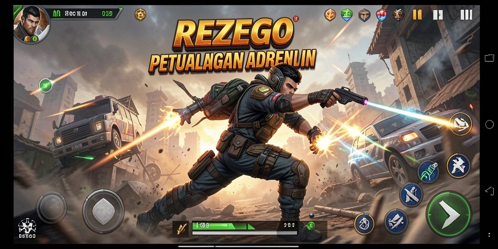 Tampilan gameplay REZEGO dengan aksi seru dan grafis menawan.