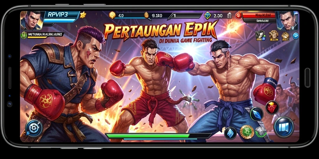 Tampilan pertarungan seru di RPVIP3 dengan karakter-karakter unik.