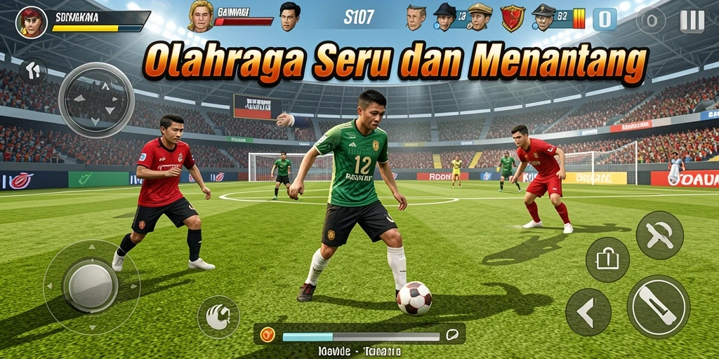 Tangkapan layar SD107 menampilkan aksi seru dalam game olahraga.