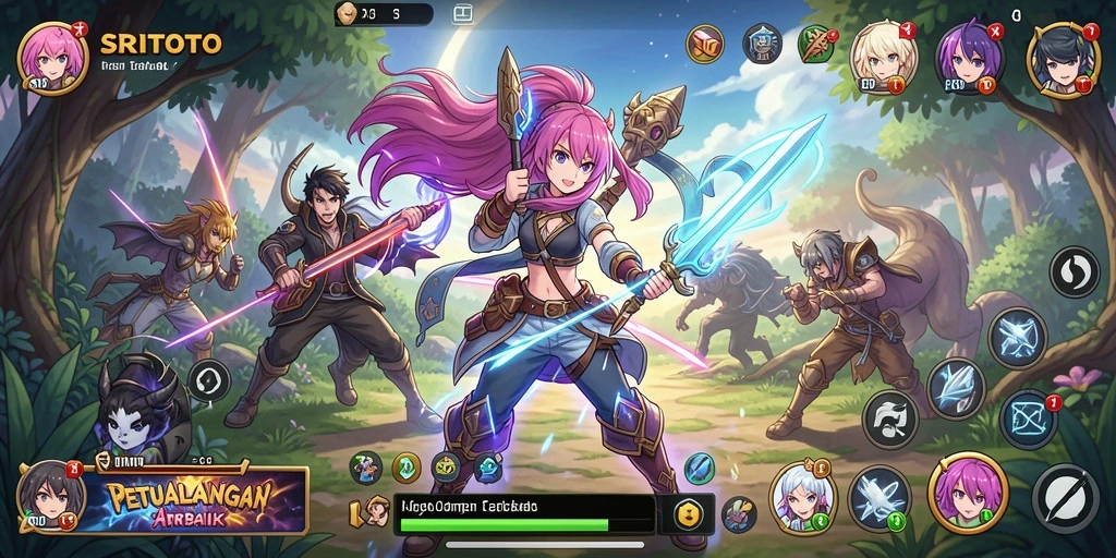Tangkapan layar SRITOTO menunjukkan aksi pertarungan karakter Anime yang seru.