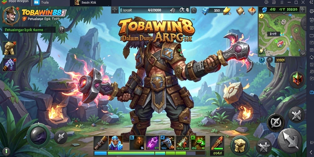 Screenshot utama TOBAWIN88 menampilkan aksi petualangan seru dalam ARPG.