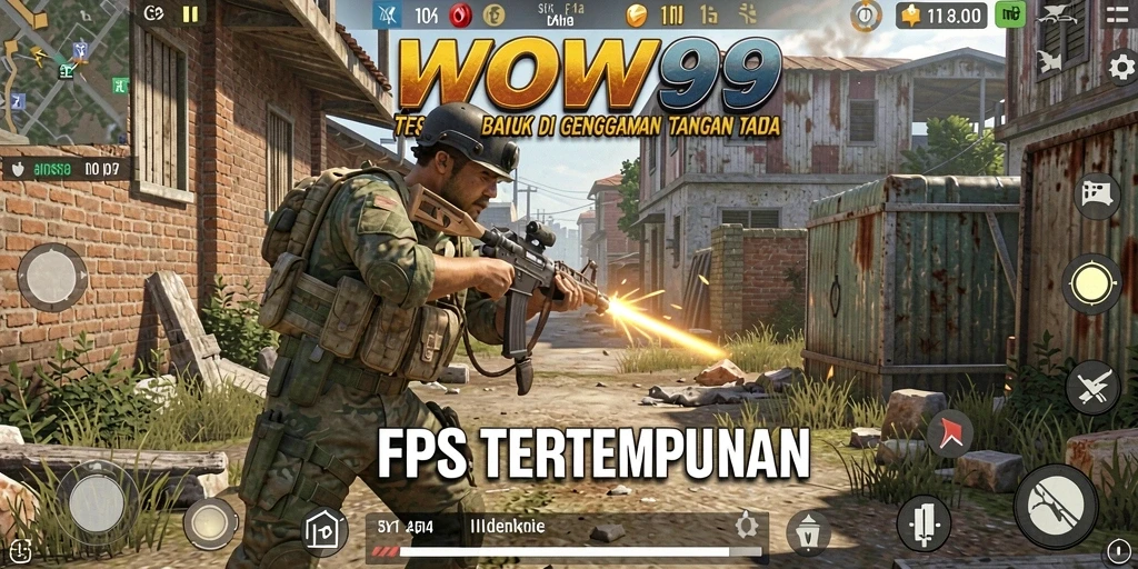 Screenshot WOW99 menampilkan aksi intens dalam pertempuran FPS.