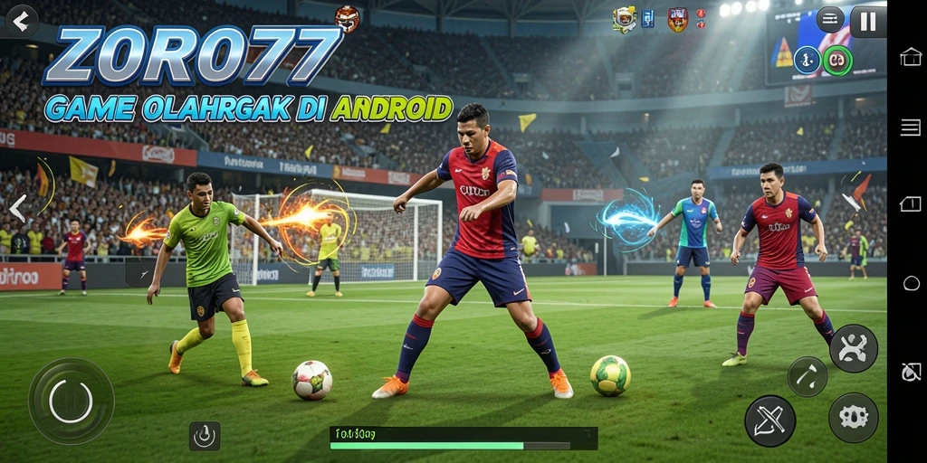 Tampilan mengasyikkan dari gameplay ZORO77 yang memperlihatkan pertandingan olahraga.